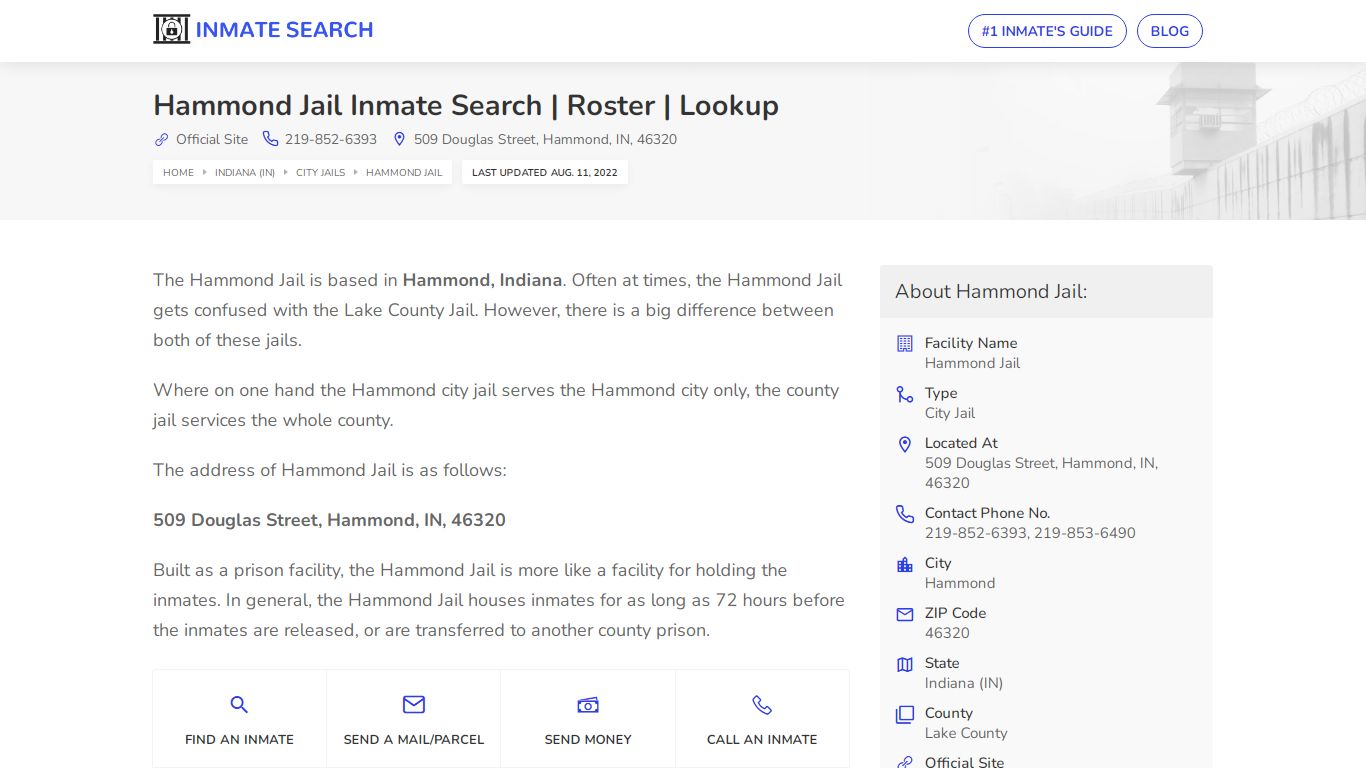 Hammond Jail Inmate Search | Roster | Lookup