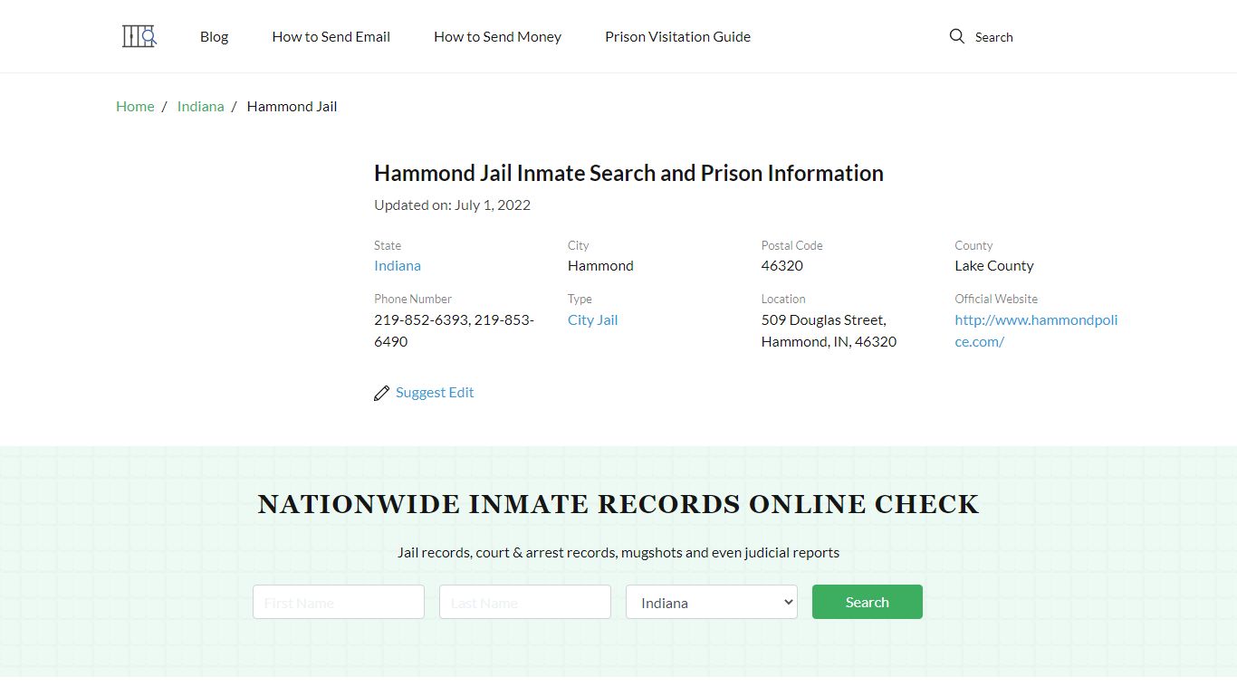 Hammond Jail Inmate Search, Visitation, Phone no ...