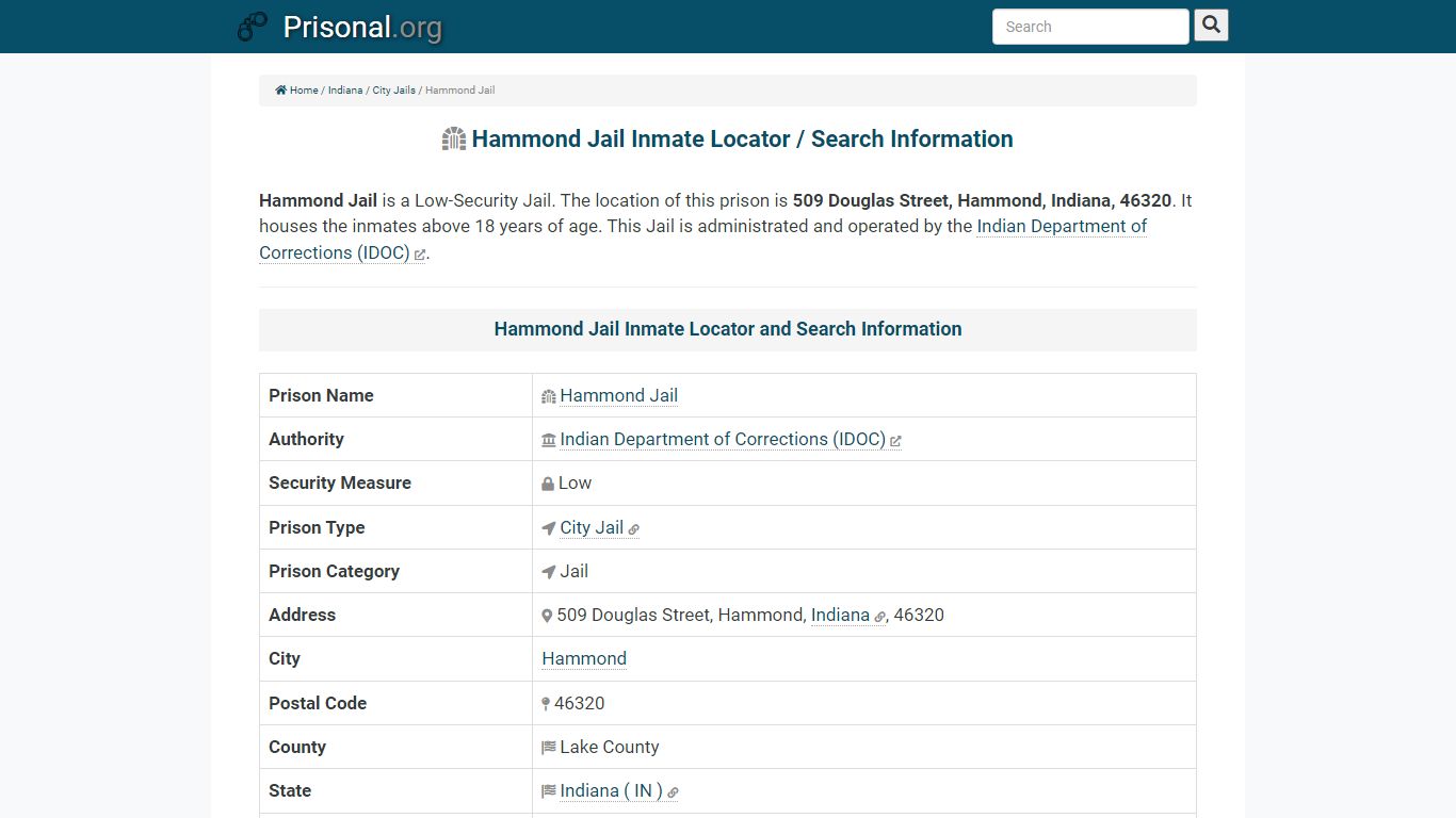 Hammond Jail-Inmate Locator/Search Info, Phone, Fax, Email ...