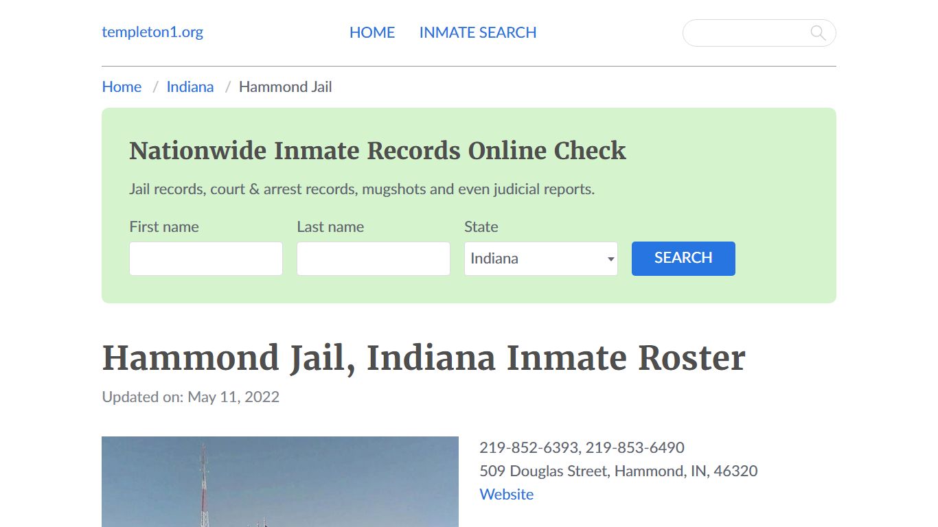 Hammond Jail, Indiana Inmate Booking