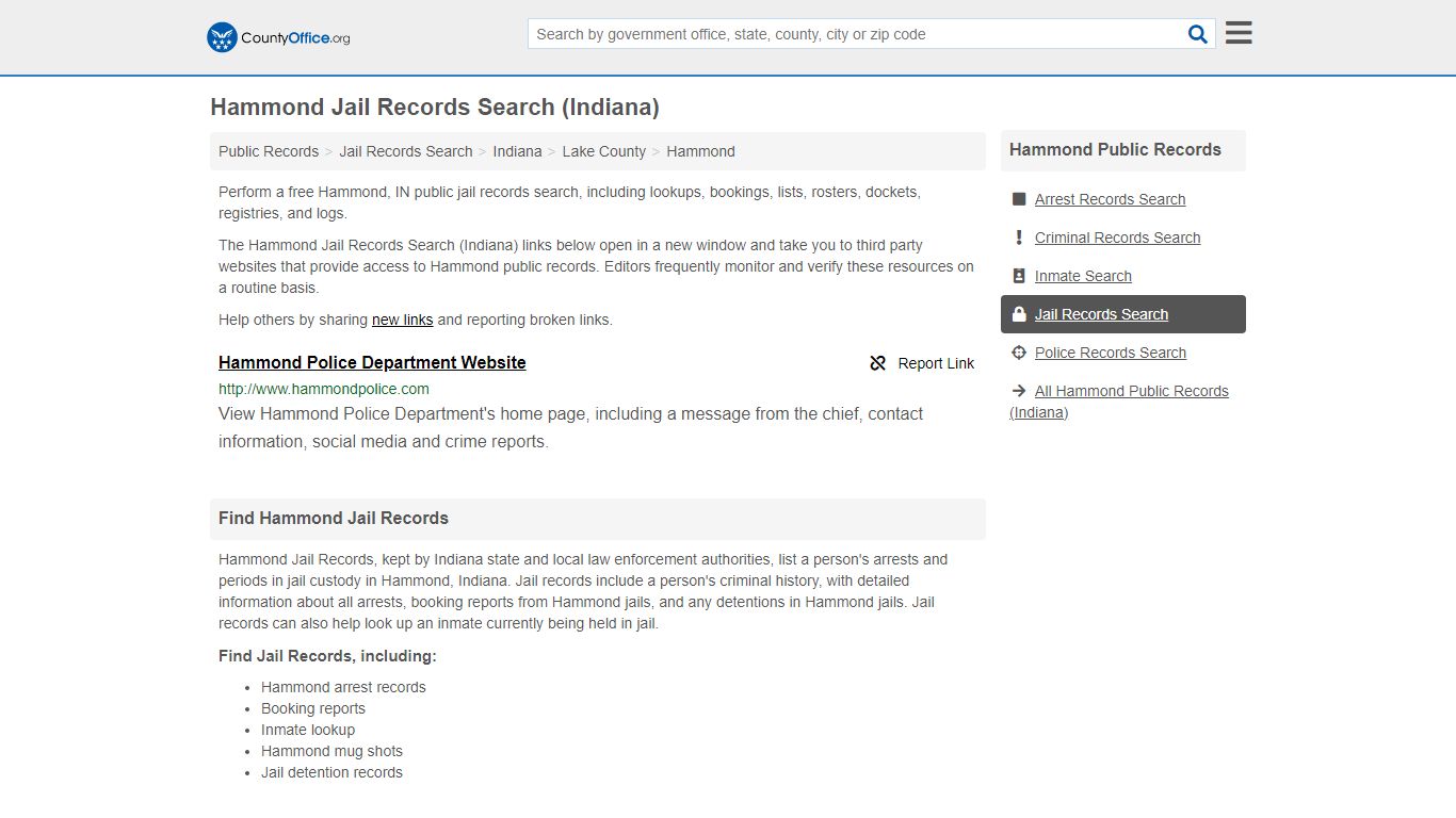 Jail Records Search - Hammond, IN (Jail Rosters & Records)